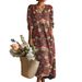 Women's plus Size V Neck Long Robe Dress Printed Design European American Style Independent Website Cross Border 2026 New_ecoleips.com