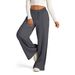 K Women's Drawstring Plain Color Waist-cinching Fashion Wide-leg Casual Trousers_ecoleips.com
