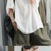 Summer New Half-sleeved Casual Loose Large Size Meat Covering Comfortable V-neck Top Short-sleeved T-shirt Solid Color High-end Women's Clothing_ecoleips.com