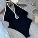 Women's Clothing"3D Floral Halter Swimsuit – Sculpting One-Piece With Adjustable Ties & High-Cut Legs"_ecoleips.com