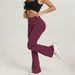 Women's Clothing Women's High-Waisted Flared Pants Solid Color Seamless Ribbed Knit Yoga Trousers Slimming Versatile_ecoleips.com