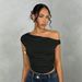 Women's Clothing Summer New Versatile Decorative Small Vest Pleated Single Shoulder Strap Short Female Sexy Hot Girl_ecoleips.com