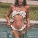 Women's Black & White Floral One-Piece Swimsuit - Deep V-Neck Elegant Swimwear_ecoleips.com
