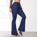 Women's Clothing Spring And Summer New Retro Stitching Jeans Women's Slim Fit Stretch Flared Pants_ecoleips.com
