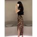 High-end Design Leopard Print For Women With Slit Long Skirt And Slimming Hollow-out Short Top Summer Two-piece Set_ecoleips.com