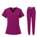 Women's Clothing Split Surgical Overalls V Neck Short Sleeves Female Hospital Scrub Suits Female Operating Room Washing Clothes_ecoleips.com