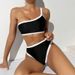 Women's Clothing One Shoulder Sexy Color Matching Swimsuit Ladies High End Bikini Beach Hot Spring Swimsuit_ecoleips.com