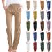 Aria Basics Spring Autumn European And American Women's Clothing Solid Color Cotton Linen Loose Drawstring Wide-Leg_ecoleips.com