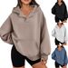 Women's Clothing Solid Color Loose Pocket Long Sleeve Hooded Oversized Hooded Sweatshirt With Pockets - Stylish & Comfortable Streetwear Pullover_ecoleips.com