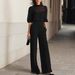 Women's Slimming Fashion Three Piece Set Wide Leg Pants Short Sleeve Printed European American Style Summer Outfit_ecoleips.com