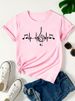 European And American Cross-border Foreign Trade Women's Clothing, Simple Musical Note Print Round-neck Short-sleeve_ecoleips.com