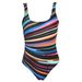 European And American Women's One Piece Swimsuit plus Size Fat Gradient Rainbow Stripe Bikini Large Swimsuit_ecoleips.com