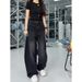 2026 New Plus Size Black Curved Cut Jeans Women, Slimming For Pear-Shaped Body, High-Waisted Wide-Leg Pants_ecoleips.com
