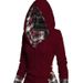 Women's Ribbed Hooded Sweatshirt Long Sleeve Pullover Casual Streetwear Hoodie With Geometric Pattern_ecoleips.com