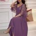 Women's Clothing Middle East Embroidered Shawl A Line V Neck Evening Dress_ecoleips.com