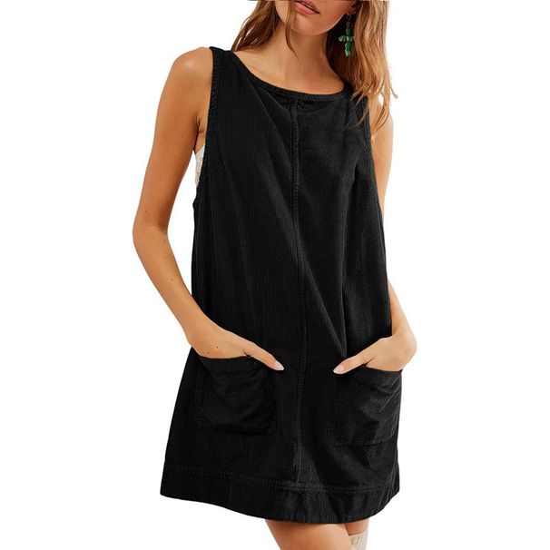 Women's Corduroy Dress With Pocketed Design For Casual Wear_ecoleips.com