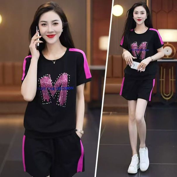 Plus Size Women's Summer Sporty Casual Fashion Set Loose Fitting Short Sleeved Two Piece Outfit Stylish And Youthful_ecoleips.com