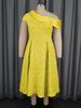 Women's Clothing New Contrast Color Oblique Shoulder Dress Banquet Dinner Dress Dress_ecoleips.com
