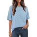 cross-border European And American Women's Summer Short-sleeve Pocket Top, Oversized Round-neck Textured Casual_ecoleips.com