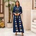 Robe Clothing Sequin Embroidery Splicing Striped Abaya Muslim Robe_ecoleips.com