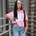 Oversized V-Neck Streetwear T-Shirt For Women - Loose Fit Graphic Print Tee, Casual Comfort, Trendy Urban Style (Pink, Blue, White)_ecoleips.com