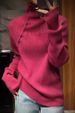 girl Melard Outfit Coffee Color High Neck Cashmere Sweater For Women Autumn Winter Thick Knitted With High-end Feel Loose Fit_ecoleips.com