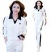 Women's Slim-Fit Casual Sportswear Set – Stylish Collared Sweatshirt & Jogger Pants, Trendy Two-Piece Outfit For Spring & Autumn_ecoleips.com