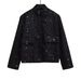 Sequin-Trimmed Stand Collar Jacket – Trendy 3-Color Disco Glam Outerwear For Women (White/Black/Gold, XS-L) | Versatile Streetwear & Party Wear_ecoleips.com