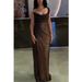 Women's Clothing Women's Slim Silk Dress Gold And Silver Casual Party Dress With Slit Summer For Formal & Casual For Women_ecoleips.com