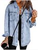 K New Loose-fitting Denim Shirt With Frayed Edges For Casual Wear_ecoleips.com