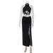 Fashion Sexy Halter Neck Top Slim Low Waist Slit Long Skirt Vacation Set For Women_ecoleips.com