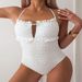 Women's Clothing Swimwear Piece Bikini Solid Color Tether Sexy Bow Adjustable Swimsuit_ecoleips.com