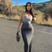 Women's Clothing Women's Bodycon Dress - Summer Fashion Gradient Color Tube Top Dress, Slim Fit Double Layer Sexy Clubwear_ecoleips.com