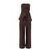 Women's Clothing Top Design Off Shoulder Lace Up Top Trousers Two Piece Suit_ecoleips.com