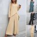 Women's Clothing Women's Long Sleeved Irregular Hem Tops With Elastic Waist And Wide Leg Trousers_ecoleips.com