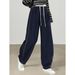 Blue Banana Pants Women's Autumn New High End Elastic Waist Solid Color Large Size Curved Knife Pants Casual Women's Pants_ecoleips.com