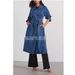 Women's Long Denim Trench Coat With Belt - Classic Blue & Black Casual Streetwear Jacket For Spring & Summer_ecoleips.com