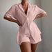 Women's Casual Summer Two-Piece Set - Solid Color Loose Fit Shirt & Shorts Outfit_ecoleips.com