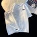 Women's Clothing Casual Sports Suit Waffle Trendy Brand College Style Short Sleeved T Shirt Loose Letter Shorts Summer Two Piece Suit_ecoleips.com