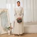 Verve Embroidered Belted Muslim Long Dress Fashionable Elegant Cardigan Abaya Robe_ecoleips.com