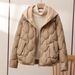 Women's Clothing Women's Short Puffer Jacket With Hood, Winter Warm Quilted Coat, Small Size Friendly, Patchwork Design, Casual Streetwear_ecoleips.com