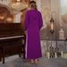 Middle Eastern Arab Muslim Purple Embroidered Robe Party Dubai Dress Abaya_ecoleips.com