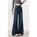 Dark Blue High-waisted Jeans Women, 2025 New Model For Autumn, Spring, Summer, Stretchy And Not Tight-fitting, Slightly_ecoleips.com
