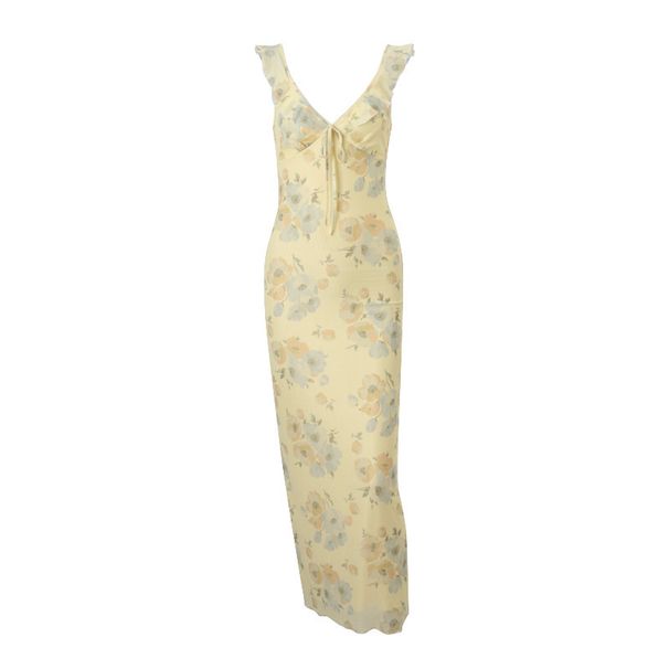 European And American 2024 Autumn New Women's Fashion Sexy Low-Cut Hot Girl Vacation Style Vintage Print Slim Fit Strap_ecoleips.com