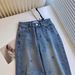 High Waist Straight Leg Jeans For Women - Blue Denim Pants With Embroidery Details, Comfortable & Flowy Wide Leg Design, Casual & Stylish Trousers_ecoleips.com