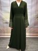 Verve 2025 Muslim Clothing Fashion Elegant Pocket Cardigan Embroidered Tie Dress Robe_ecoleips.com