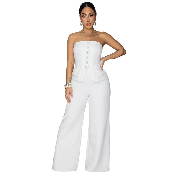 Women's Sexy Strapless Backless Jumpsuit C7628 Fashion Casual Wide Leg_ecoleips.com