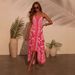 2025 New Spring Summer Off-Shoulder V-Neck Women's Printed Fairy Long Elegant Dress With Flared Hem_ecoleips.com