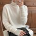 Women's High Neck Chunky Knit Sweater - Oversized Casual Turtleneck Pullover, Soft Acrylic Blend, Solid Color Winter Thermal Top (Grey, Black, Beige)_ecoleips.com