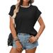 Crochet Lace Short Sleeve Summer Knit Top For Women, Y2K Retro Round Neck Blouse, Breathable Casual Chic_ecoleips.com